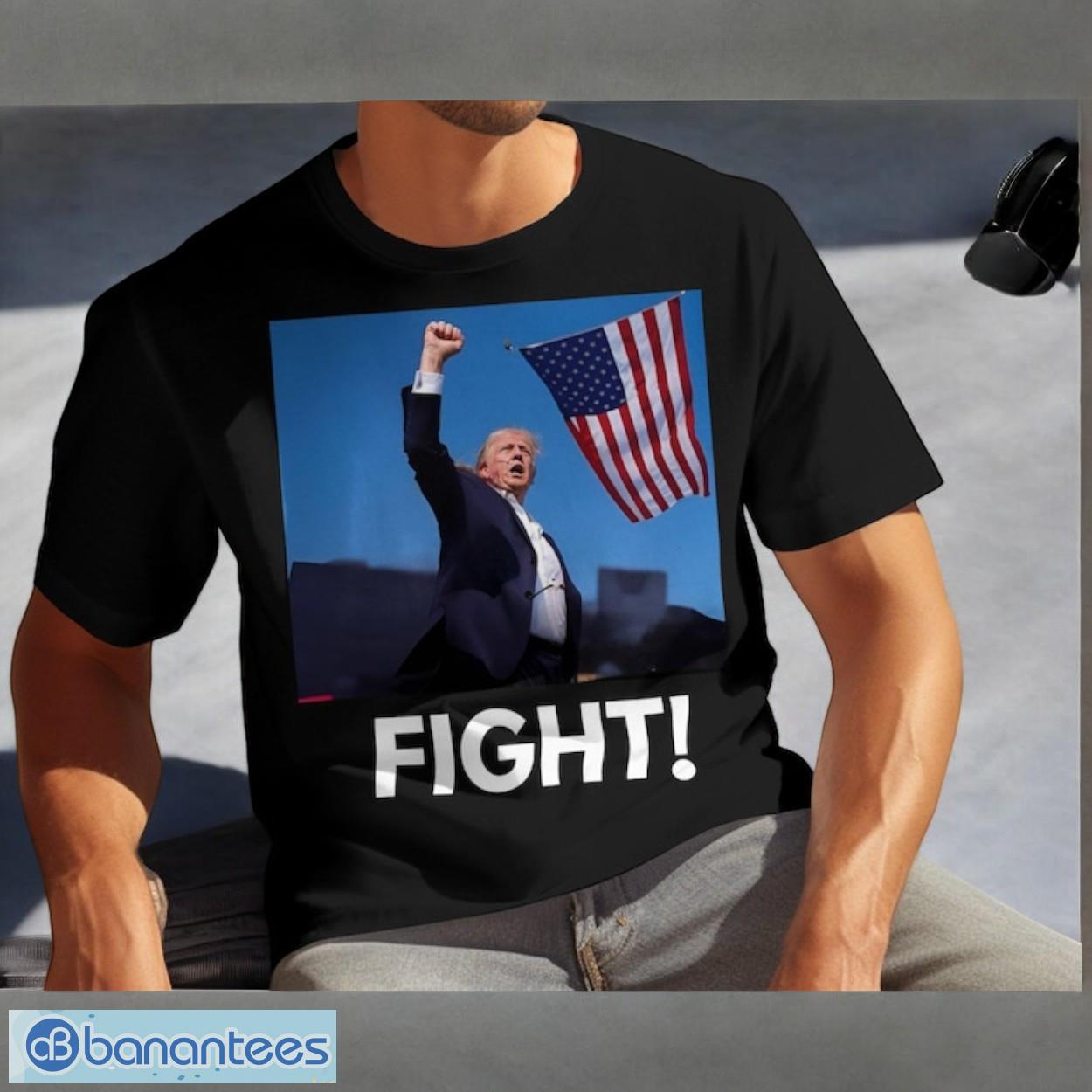 trump fight t shirt trump shooting fight on shirt image Trump Fight T-Shirt, Trump Shooting Fight On Shirt Product Photo 1