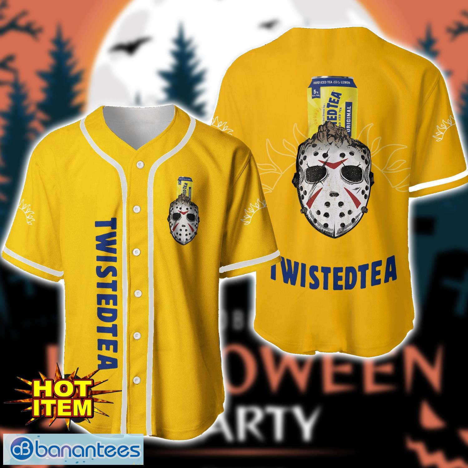 twisted tea horror face baseball jersey shirt halloween gift image Twisted Tea Horror Face Baseball Jersey Shirt Halloween Gift Product Photo 1