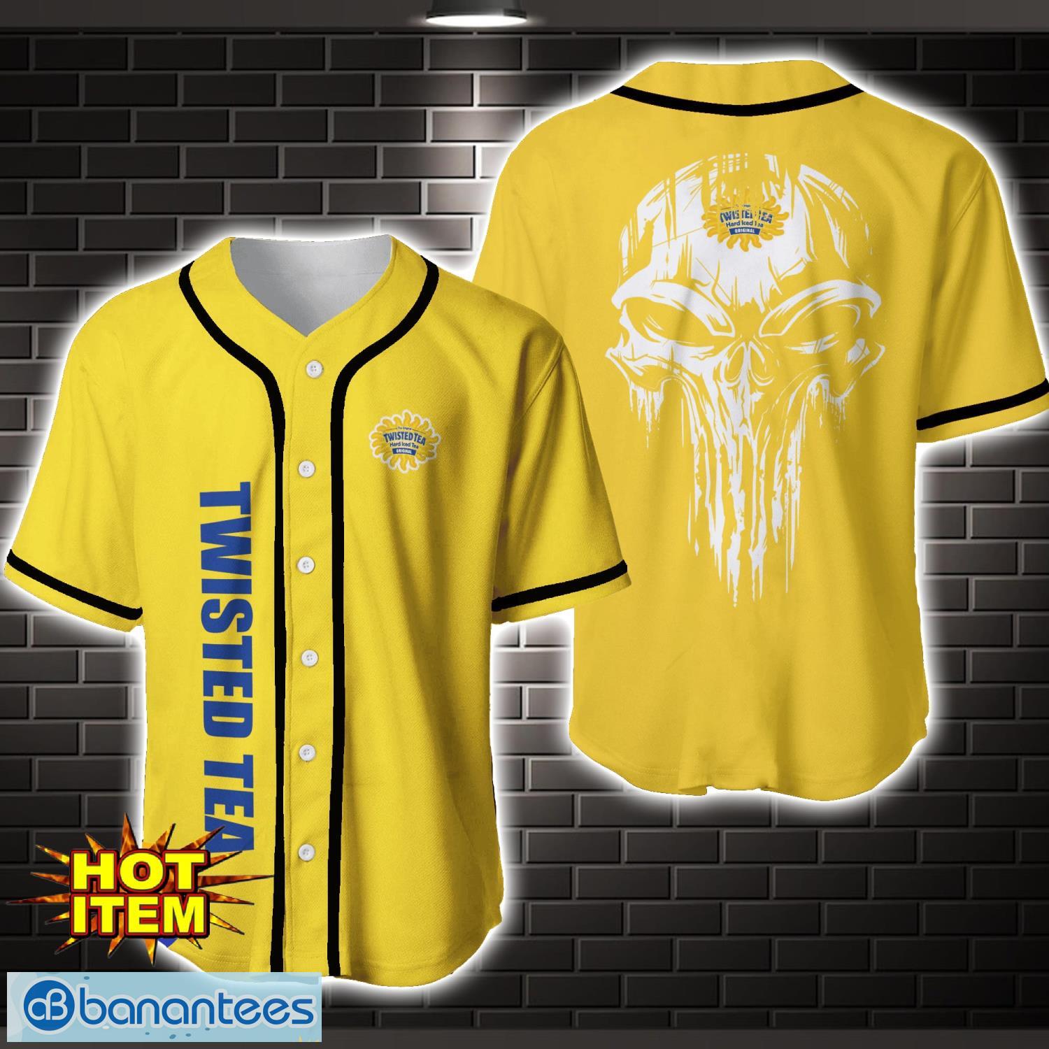 twisted tea skull baseball jersey shirt limited for fans drinking lover baseball jersey image Twisted Tea Skull Baseball Jersey Shirt Limited For Fans Drinking Lover Baseball Jersey Product Photo 1