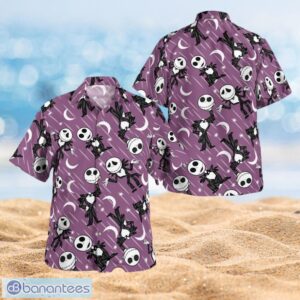 The Nightmare Skeleton Crescent Moon Halloween Purple Shirt Full Over Print Hawaiian Shirt Product Photo 1