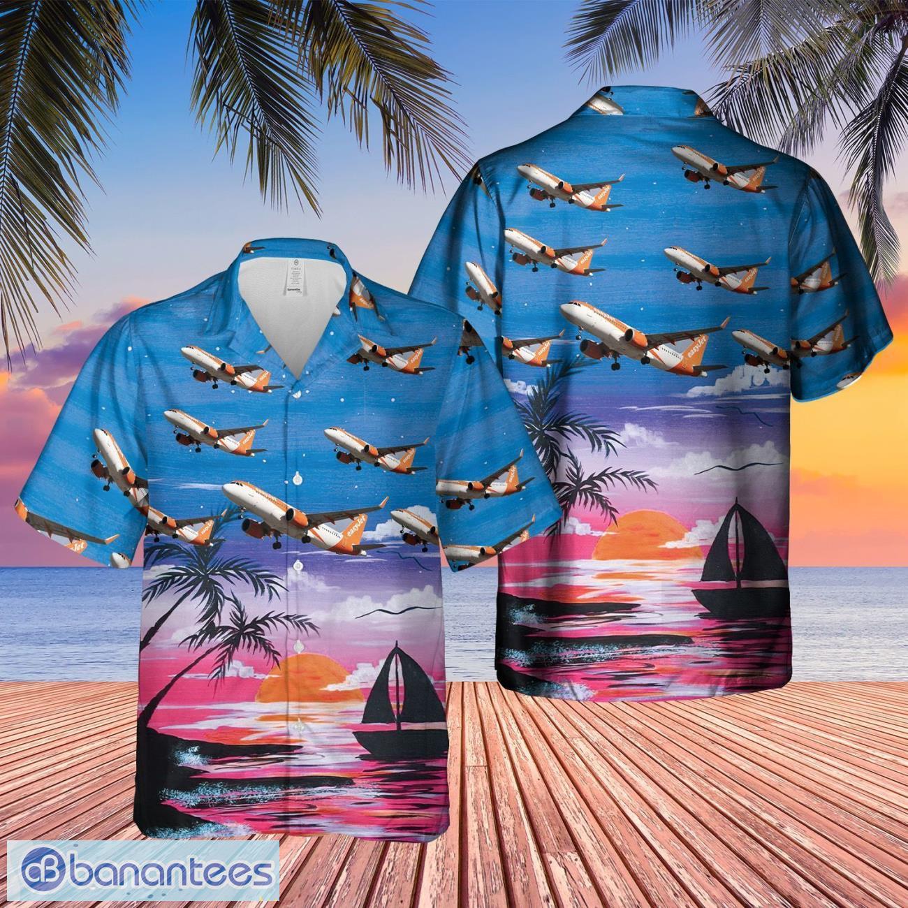 uk easyjet plane hawaiian shirt beach summer shirt image UK easyJet Plane Hawaiian Shirt Beach Summer Shirt Product Photo 1
