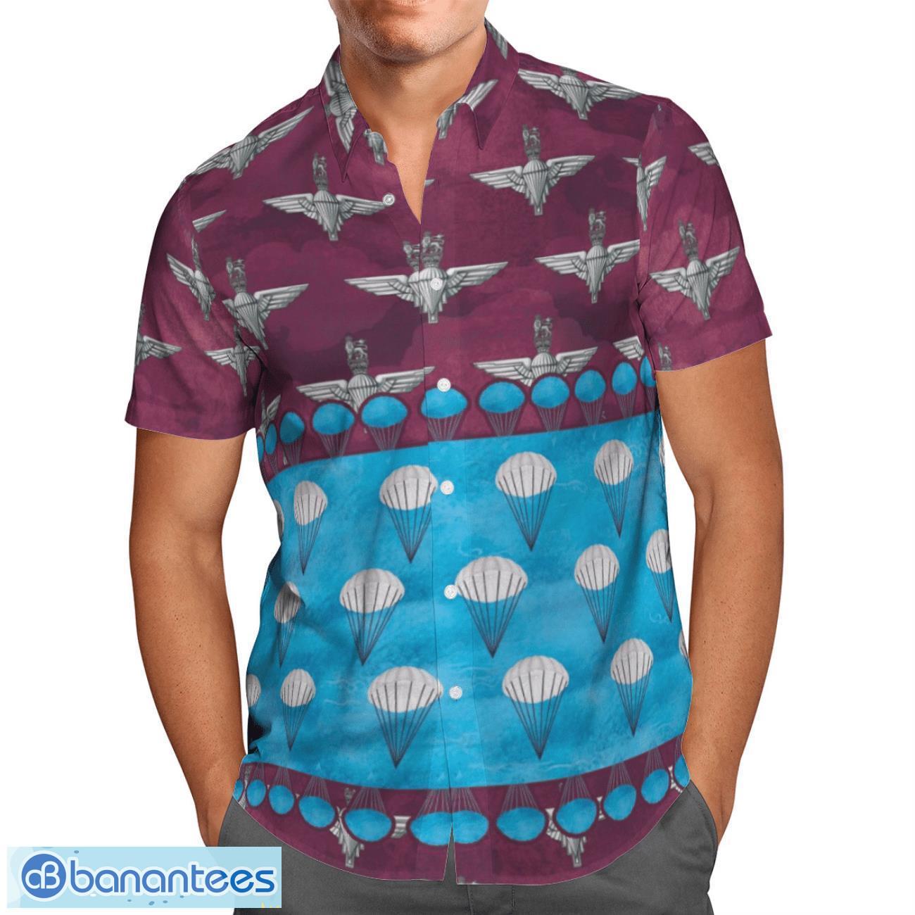 uk parachute regiment badge maroon hawaiian shirt gift for summer vacation 1 image UK Parachute Regiment Badge Maroon Hawaiian Shirt Gift For Summer Vacation Product Photo 2