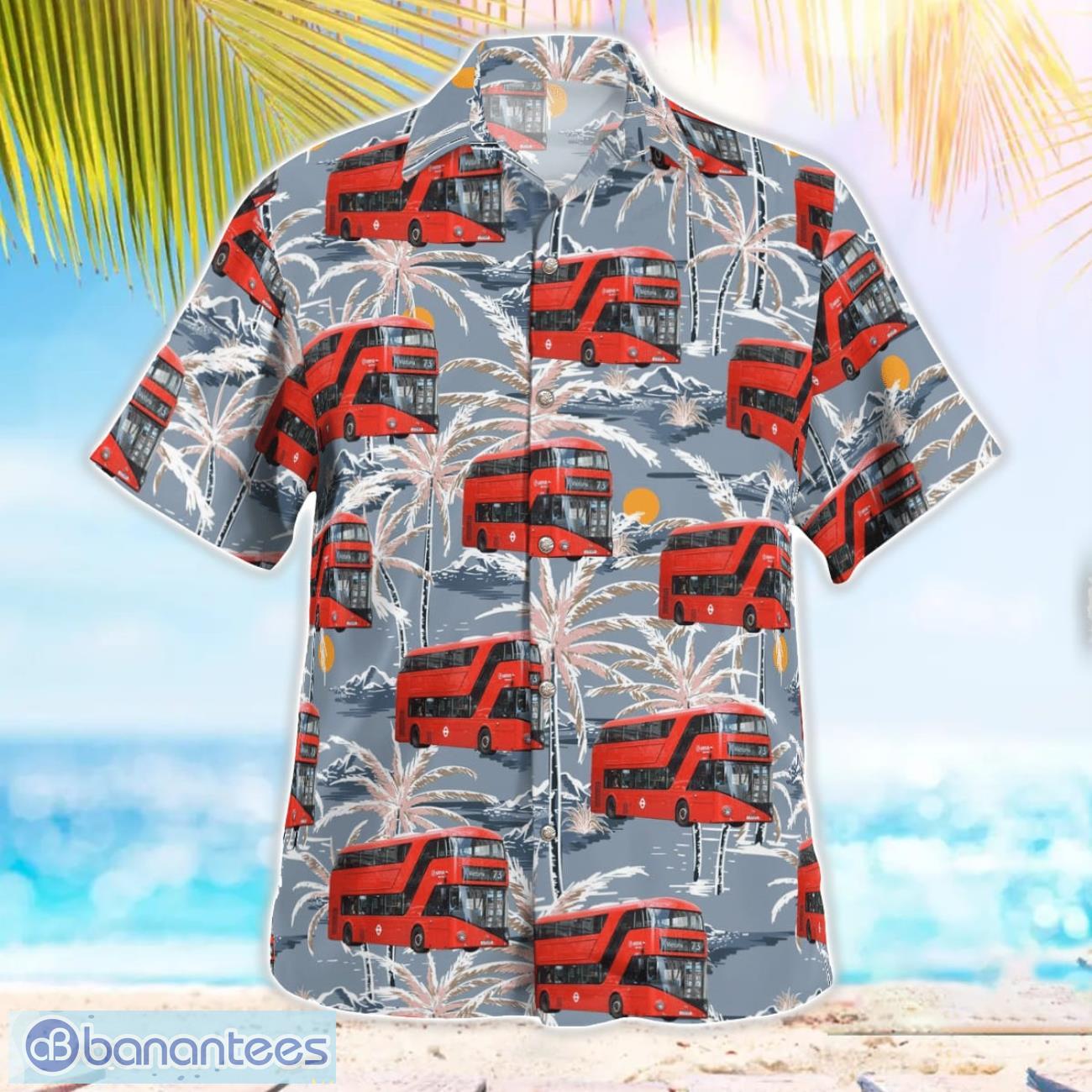 united kingdom double decker bus new routemaster hawaiian shirt summer beach shirt 2 image United Kingdom, Double-decker Bus New Routemaster Hawaiian Shirt Summer Beach Shirt Product Photo 3