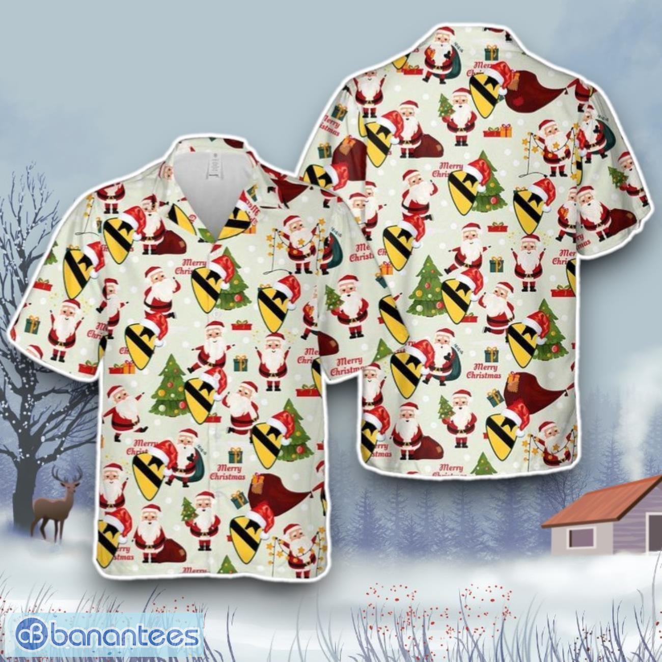 us army 1st cavalry division sustainment brigade christmas hawaiian shirt gift for all image US Army 1st Cavalry Division Sustainment Brigade Christmas Hawaiian Shirt Gift For All Product Photo 1