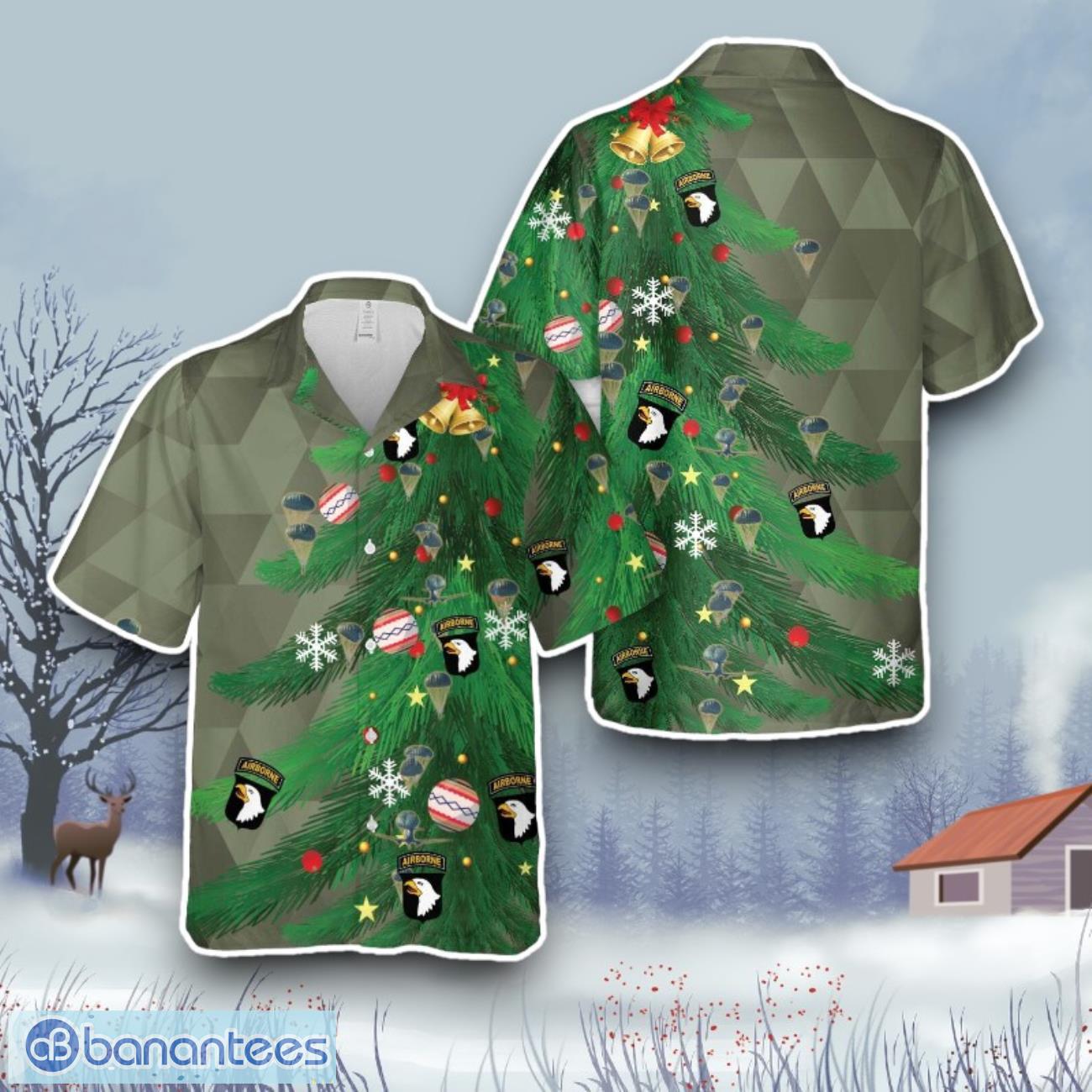 us army paratroopers with the 101st airborne division parachute christmas hawaiian shirt gift for all image US Army Paratroopers With The 101st Airborne Division Parachute Christmas Hawaiian Shirt Gift For All Product Photo 1