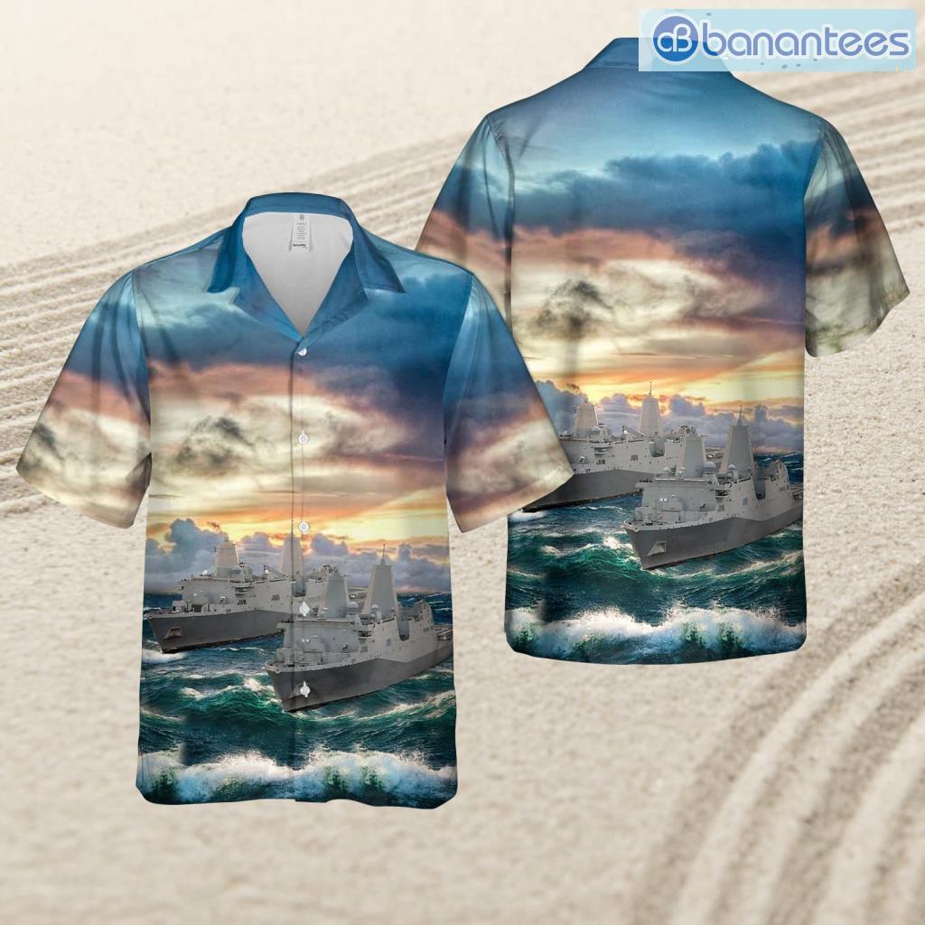 us navy san antonio class amphibious transport dock tropical beach hawaiian shirt image Us Navy San Antonio-Class Amphibious Transport Dock Tropical Beach Hawaiian Shirt Product Photo 1