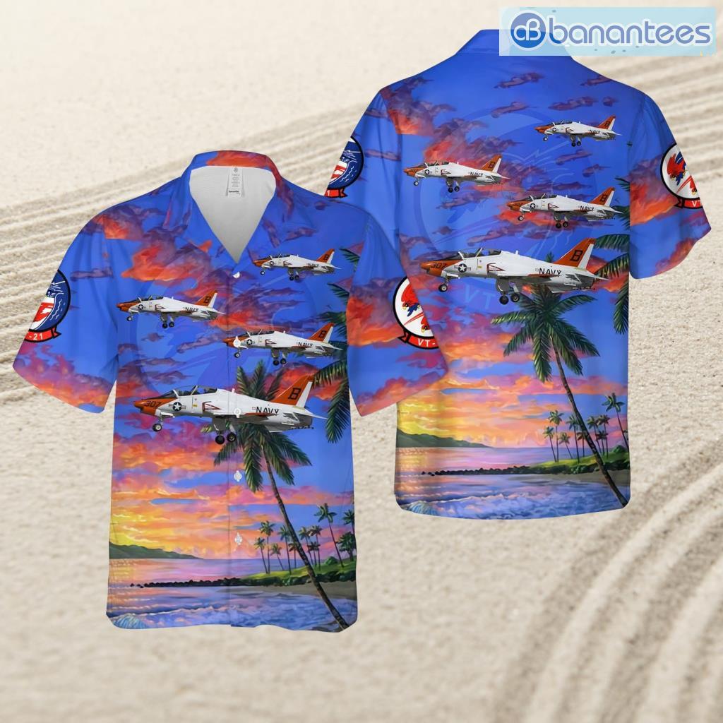 us navy training squadron 21 vt 21 redhawks t 45c goshawk tropical beach hawaiian shirt image Us Navy Training Squadron 21 (Vt-21) Redhawks T-45c Goshawk Tropical Beach Hawaiian Shirt Product Photo 1