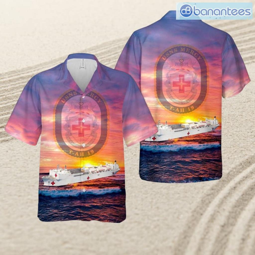 us navy usns mercy t ah 19 hospital ship tropical beach hawaiian shirt image Us Navy Usns Mercy (T-Ah-19) Hospital Ship Tropical Beach Hawaiian Shirt Product Photo 1