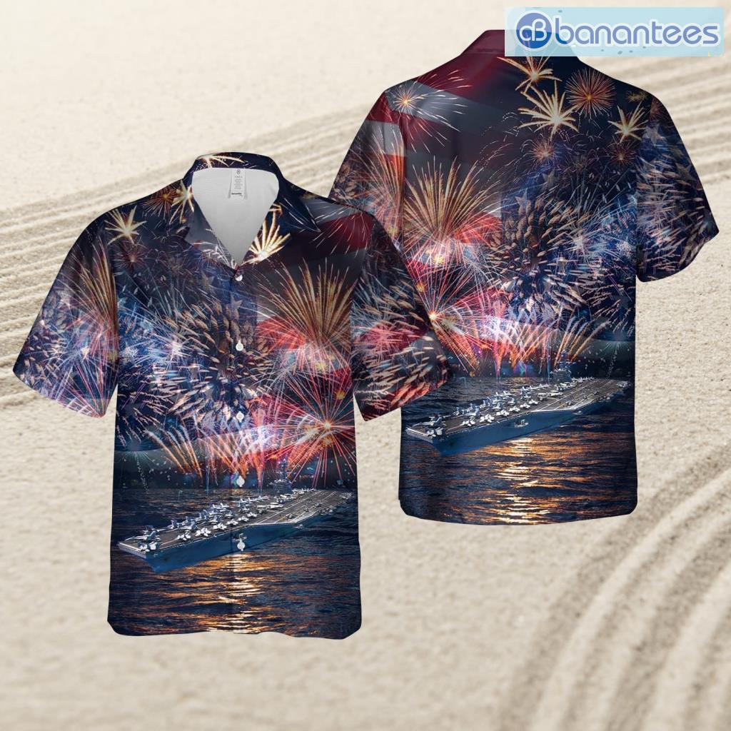 us navy uss carl vinson cvn 70 4th of july tropical beach hawaiian shirt image Us Navy Uss Carl Vinson (Cvn-70), 4th Of July Tropical Beach Hawaiian Shirt Product Photo 1