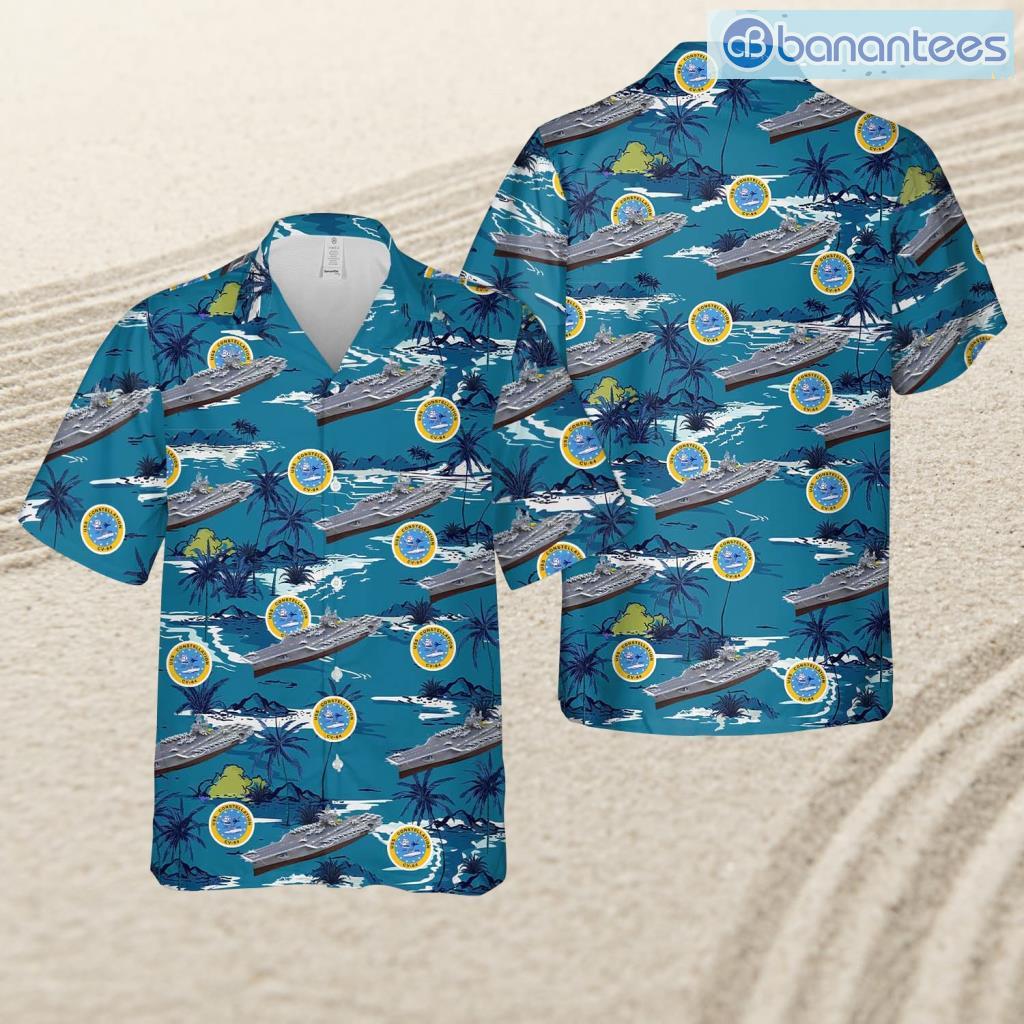 us navy uss constellation cv 64 tropical beach hawaiian shirt image Us Navy Uss Constellation (Cv-64) Tropical Beach Hawaiian Shirt Product Photo 1