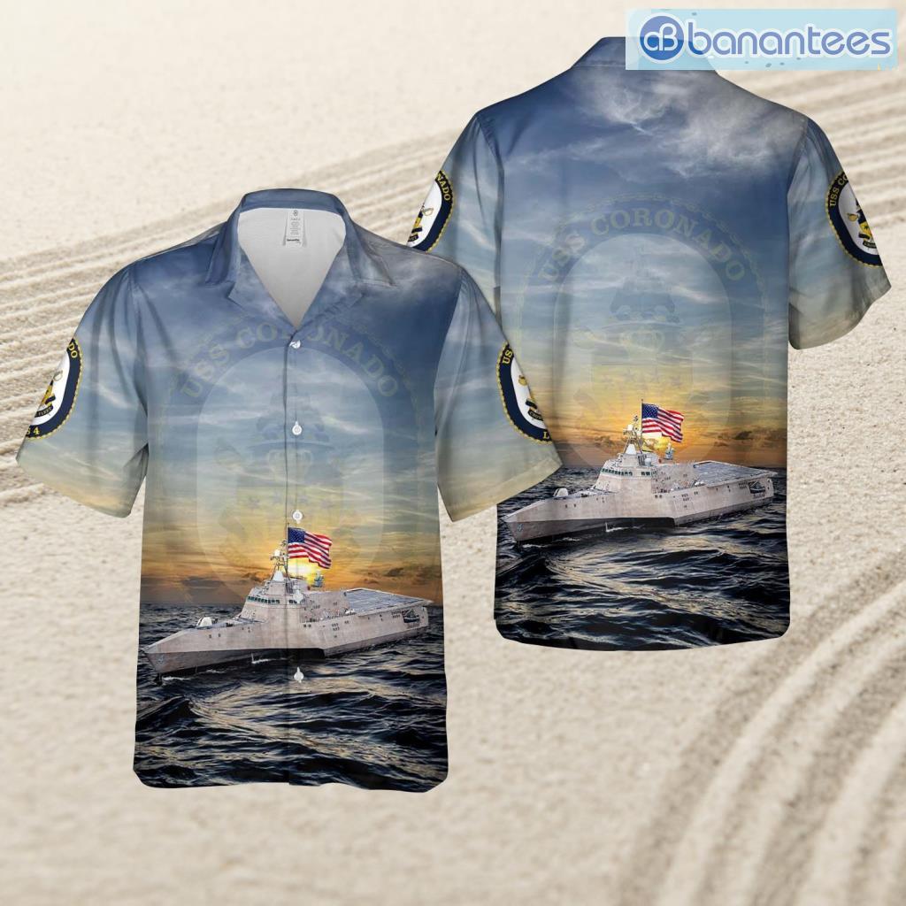 us navy uss coronado lcs 4 tropical beach hawaiian shirt image Us Navy Uss Coronado (Lcs-4) Tropical Beach Hawaiian Shirt Product Photo 1