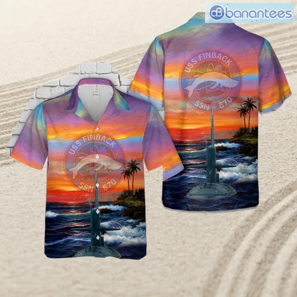 us navy uss finback ssn 670 attack submarine tropical beach hawaiian shirt image Us Navy Uss Finback (Ssn-670) Attack Submarine Tropical Beach Hawaiian Shirt Product Photo 1