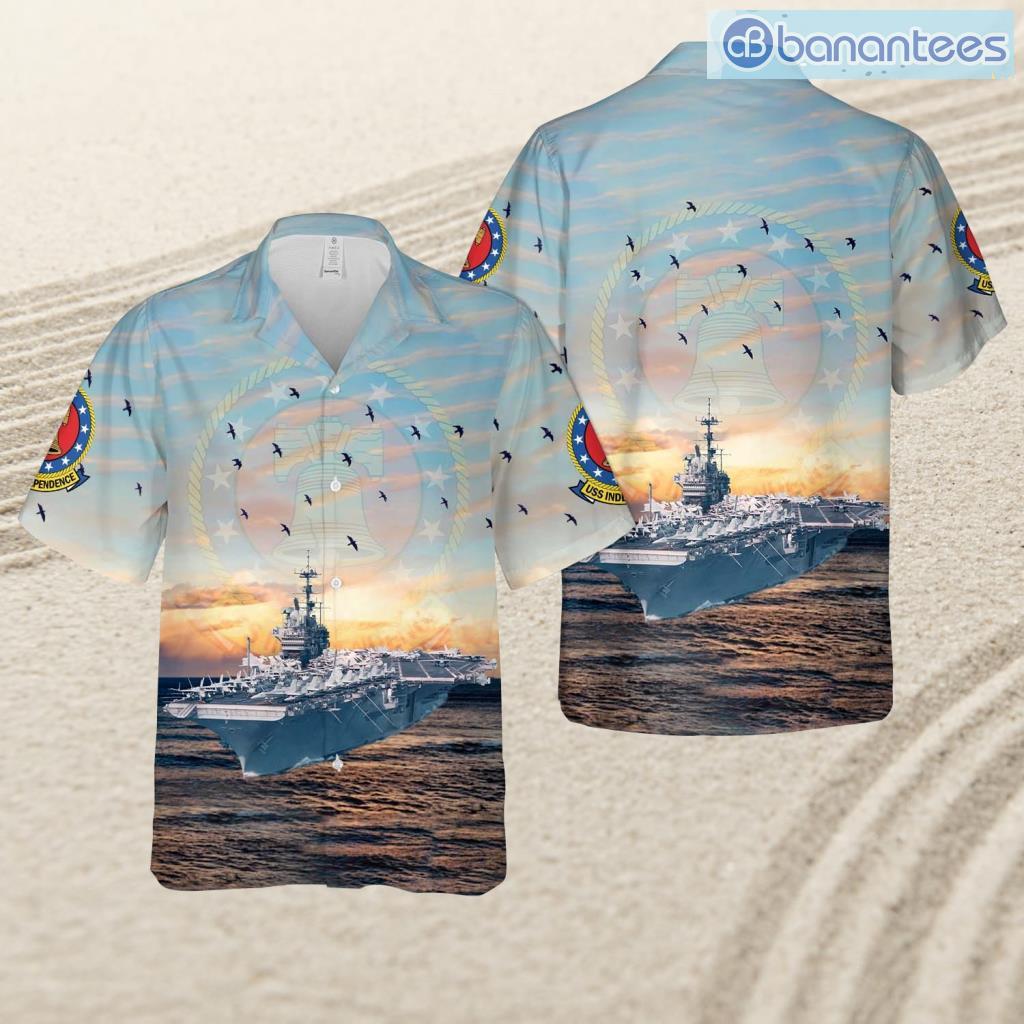 us navy uss independence cv 62 tropical beach hawaiian shirt new fashion image Us Navy Uss Independence (Cv-62) Tropical Beach Hawaiian Shirt New Fashion Product Photo 1