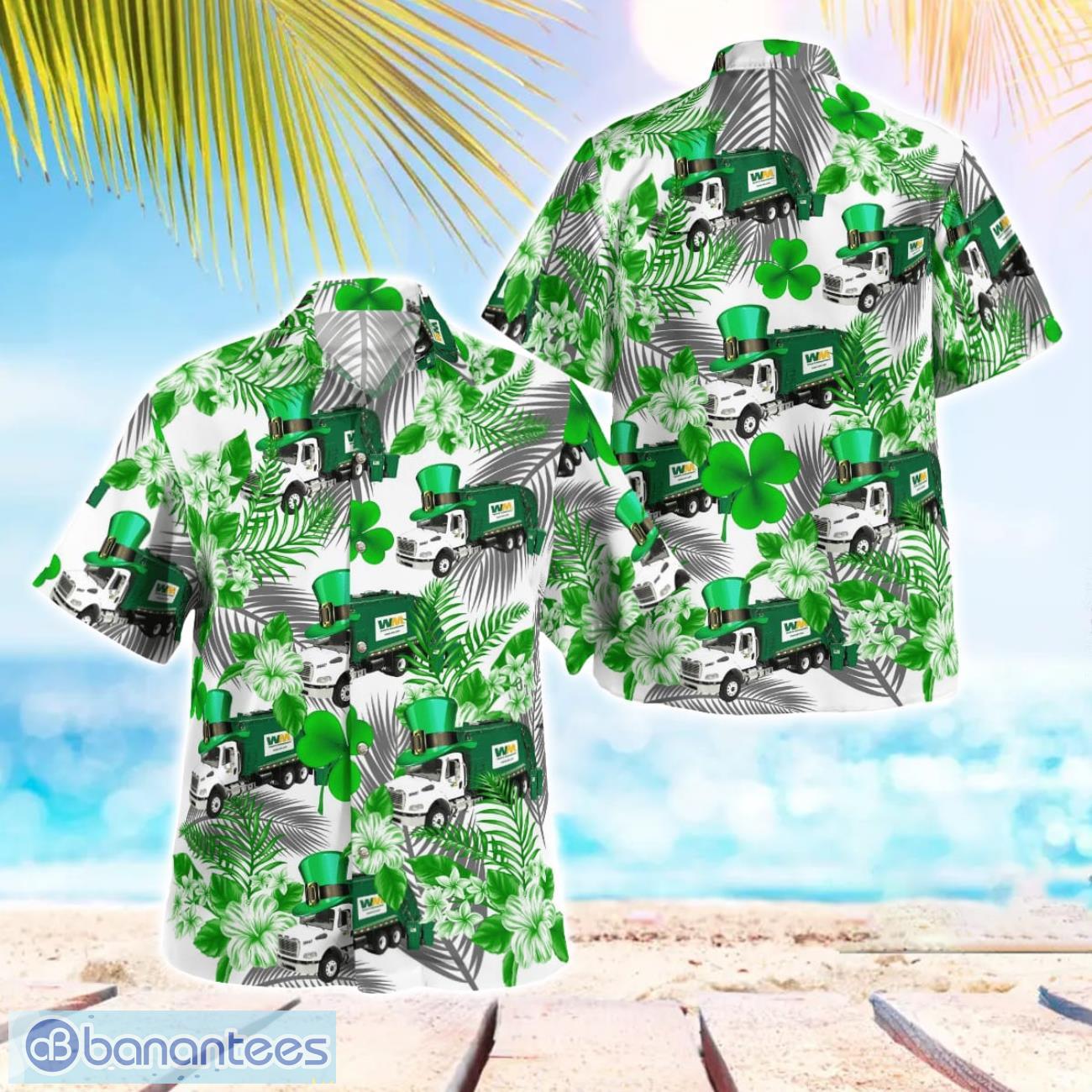 us waste management patricks day beach hawaiian shirt gift for summer holiday image US Waste Management, Patrick's Day Beach Hawaiian Shirt Gift For Summer Holiday Product Photo