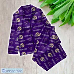 Ncaa Washington Huskies Satin Long Sleeve Pajamas Set Family For Men Women Gift Christmas - ZNCAA Washington Huskies_Women Satin Long Sleeve Pajamas Set_1