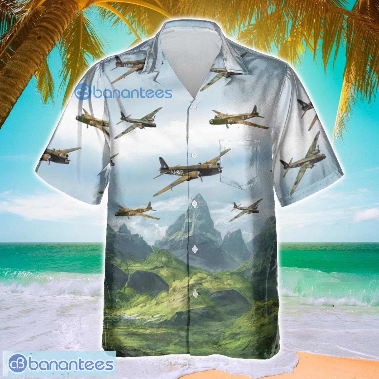 vickers wellington aircraft and mountain designs hawaiian shirt for men women image Vickers Wellington Aircraft And Mountain Designs Hawaiian Shirt For Men Women Product Photo 1