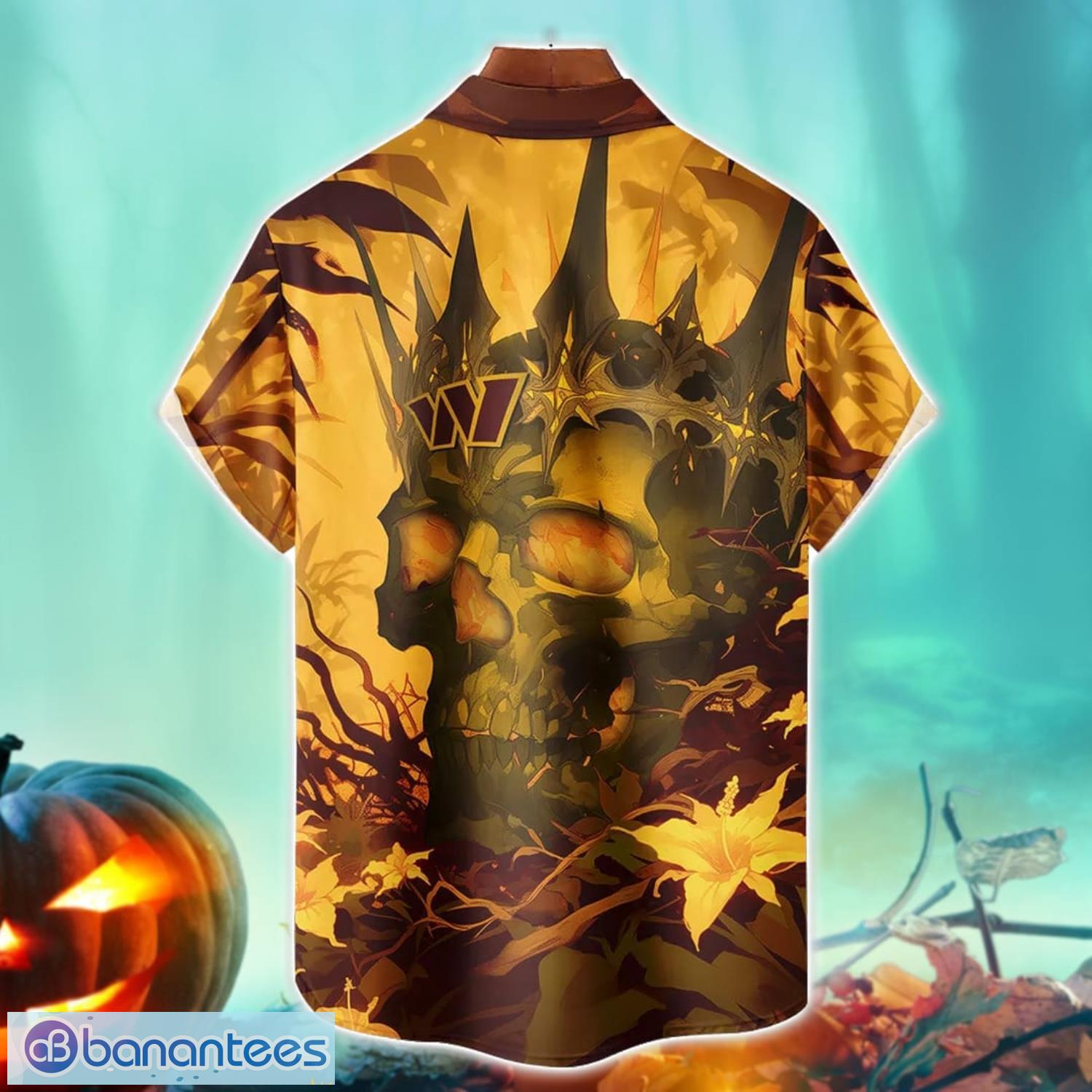 washington commanders nfl skull halloween hawaiian shirt special gift for fans 1 image Washington Commanders NFL Skull Halloween Hawaiian Shirt Special Gift For Fans Product Photo 2