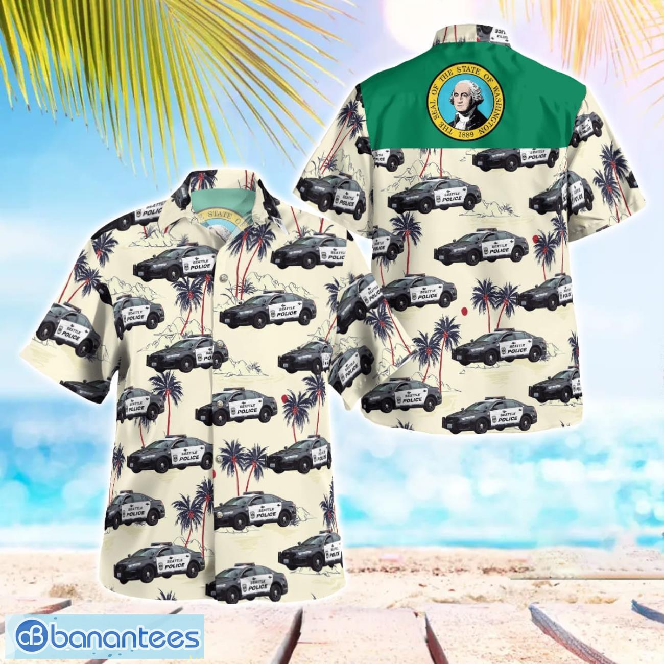 washington seattle police car hawaiian shirt beach summer shirt image Washington Seattle Police Car Hawaiian Shirt Beach Summer Shirt Product Photo 1