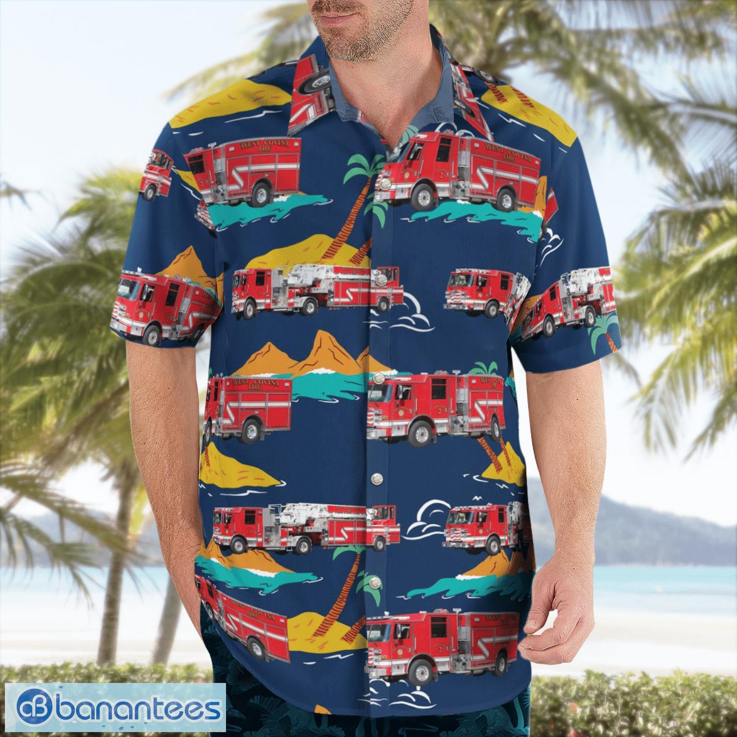 west covina california west covina fire department hawaiian shirt button summer shirt 2 image West Covina, California West Covina Fire Department Hawaiian Shirt Button Summer Shirt Product Photo 3