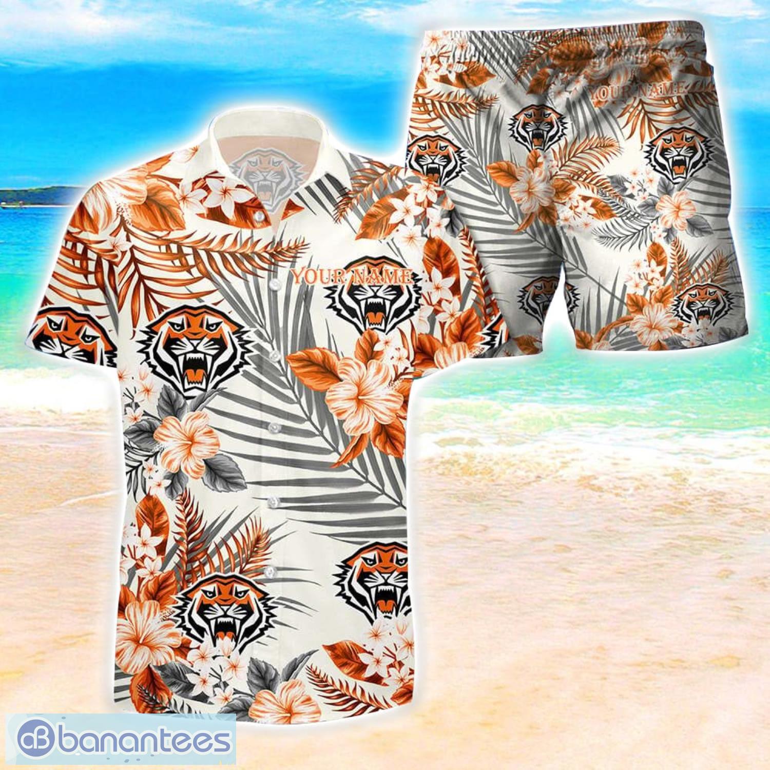 wests tigers nrl combo hawaiian shirt and shorts personalized gift tropical flower for fans image Wests Tigers NRL Combo Hawaiian Shirt And Shorts Personalized Gift Tropical Flower For Fans Product Photo 1
