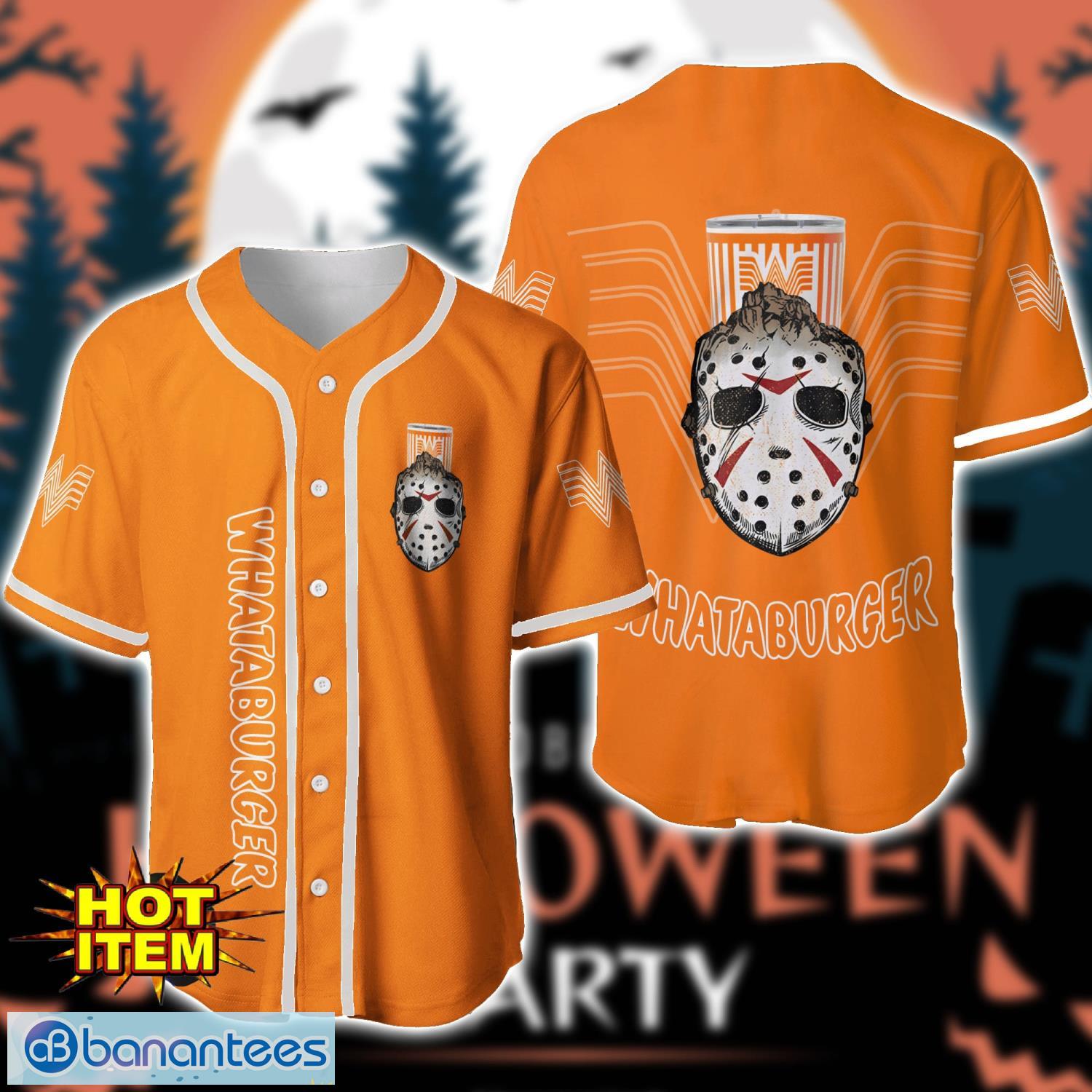 whataburger horror face baseball jersey shirt halloween gift image Whataburger Horror Face Baseball Jersey Shirt Halloween Gift Product Photo 1