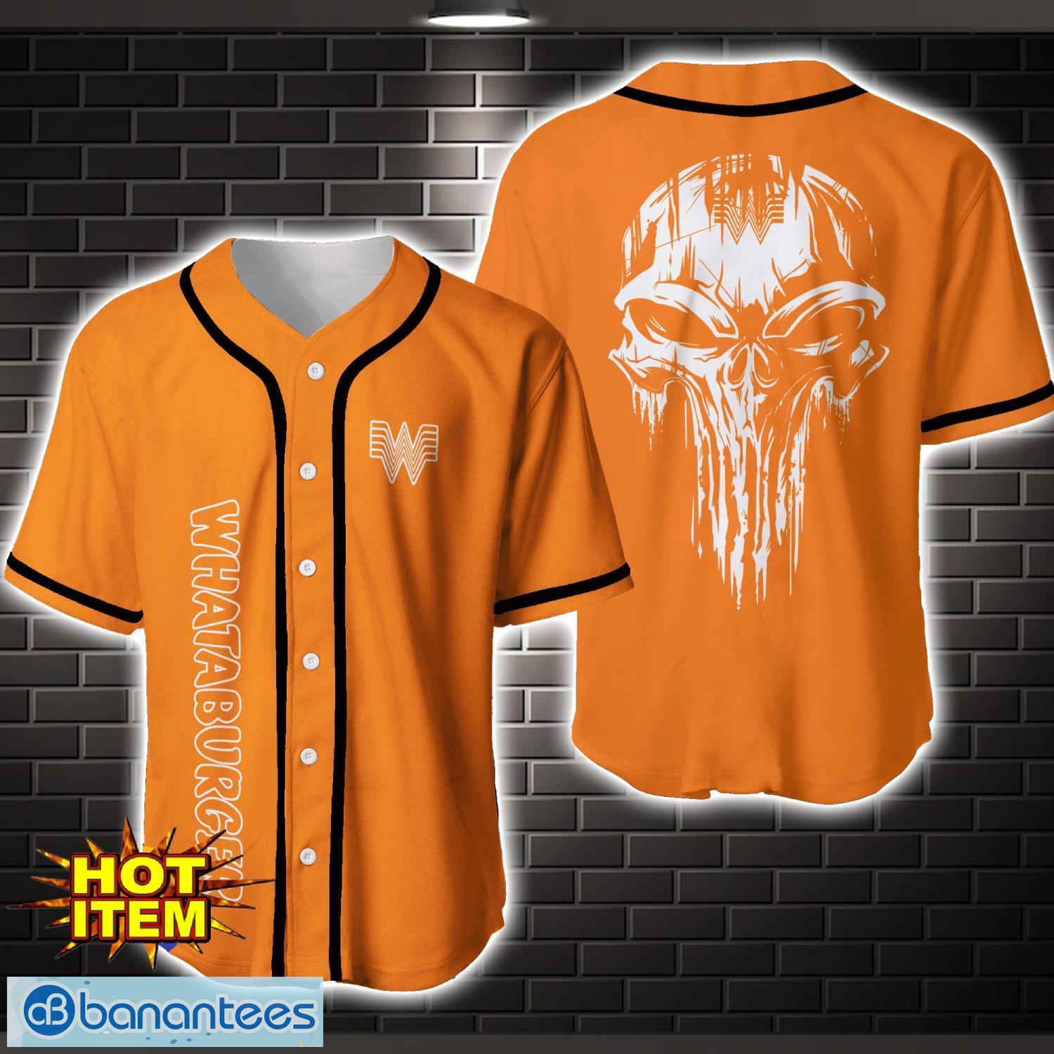 whataburger skull baseball jersey shirt limited for fans drinking lover baseball jersey image Whataburger Skull Baseball Jersey Shirt Limited For Fans Drinking Lover Baseball Jersey Product Photo 1