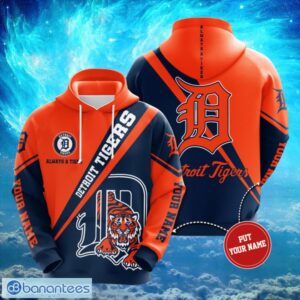 MLB Detroit Tigers Logo Design Black Orange Hoodie Full Print Hoodie Custom Name Product Photo 1