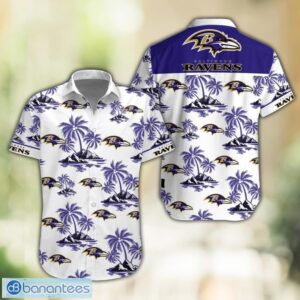 Baltimore Ravens NFL Tropical White Hawaiian Shirt Product Photo 1