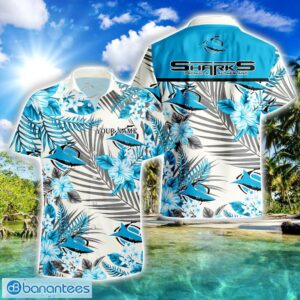 Cronulla Sharks NRL Combo Hawaiian Shirt And Shorts Personalized Gift Tropical Flower For Fans Product Photo 2