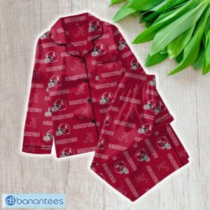 Ncaa Alabama Crimson Tide Satin Long Sleeve Pajamas Set Family For Men Women Gift Christmas - ZNCAA Alabama Crimson Tide_Women Satin Long Sleeve Pajamas Set_1
