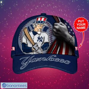 MLB New York Yankees Logo Design Bronx Bombers American Flag Custom Your Name Cap 3D Cap Product Photo 2