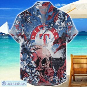 Texas Rangers Tropical Skull Halloween 3D Hawaiian Shirt For Men Women MLB Fans Product Photo 1