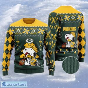 Green Bay Packers Funny Charlie Brown Peanuts Snoopy All Over Print Sweater Product Photo 1