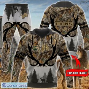 Detroit Lions Custom Name Hunting Camo Style 3D Hoodie T-Shirt Sweatshirt Product Photo 1