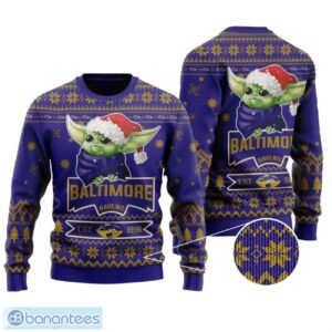 Baltimore Ravens Cute Baby Yoda Grogu All Over Print Sweater Product Photo 1