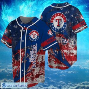 MLB Texas Rangers Logo Design US Flag Gifts Baseball Jersey Shirt Full Print Product Photo 1