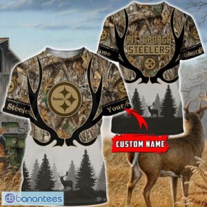 Pittsburgh Steelers Custom Name Hunting Camo Style 3D Hoodie T-Shirt Sweatshirt Product Photo 4