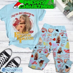 Sabrina Carpenter Please Please Please Fleece Pajamas Set Light Blue All Over Print Christmas Gift - Sabrina Carpenter Please Please Please Fleece Pajamas Set Light Blue-1