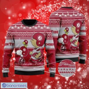 NCAA Alabama Crimson Tide Logo Snoopy And Charlie Brown Gifts Christmas 3D Sweater Shirt Product Photo 1