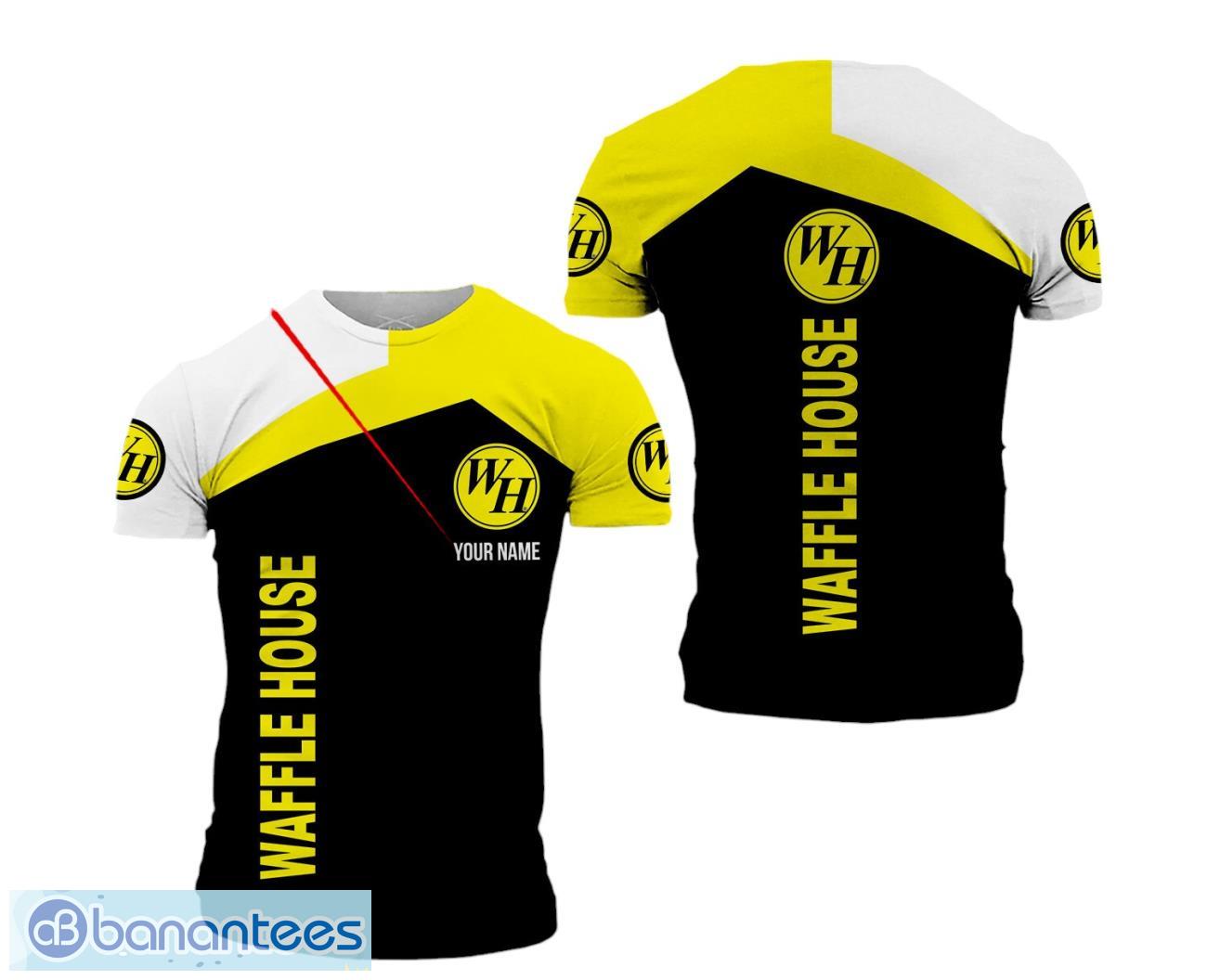 3d all over printed waffle house logo 3d t shirt for fans image 3D All Over Printed Waffle House Logo 3D T-Shirt For Fans Product Photo 1