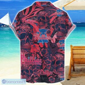 Philadelphia Phillies Flower and Skull Hawaiian Shirt MLB Team Halloween Shirt Product Photo 2