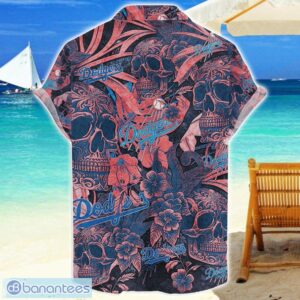Los Angeles Dodgers Flower and Skull Hawaiian Shirt MLB Team Halloween Shirt Product Photo 2