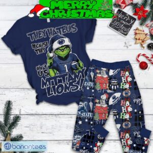 Penn State Nittany Lions Grinch Hate Us Christmas Fleece Pajamas Set Men Women For Fans - Penn State Nittany Lions Grinch Hate Us Christmas Fleece Pajamas Set-4
