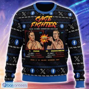 Cage Fighter Elun Mask vs.Mark Zuckerberg Funny Pop Culture Knitted Xmas Sweater Trending Holidays For Men Women Fans - Cage Fighter Elun Mask vs.Mark Zuckerberg Funny Pop Culture Ugly Christmas Sweater_1