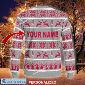 NEW Snow Houston Rockets Knitted Xmas Sweater Gift For Men And Women Custom Name - NBA Houston Rockets Ugly Christmas Sweater For Men And Women Photo 2