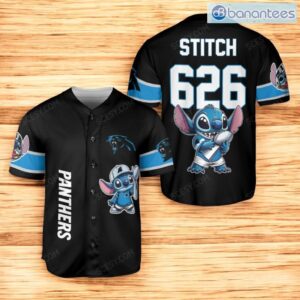 Carolina Panthers Lilo & Stitch Champions Baseball Jersey Shirt Black For Men And Women Product Photo 1