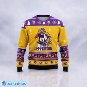 Minnesota Vikings Justin Jefferson I Love You 3000 Sport Player 3D Ugly Christmas Sweater Product Photo 2