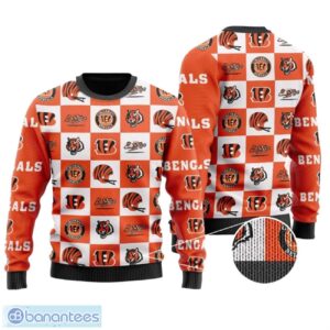 Cincinnati Bengals Logo Checkered Flannel All Over Print Sweater Product Photo 1