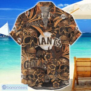 San Francisco Giants Flower and Skull Hawaiian Shirt MLB Team Halloween Shirt Product Photo 1