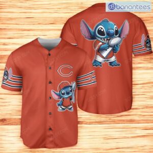 Chicago Bears Lilo & Stitch Baseball Jersey Shirt Orange For Men And Women Product Photo 1